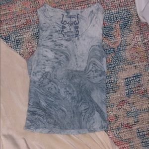 Blue marbled cropped tank